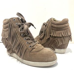 ASH BEATNIK Suede Lace Up Fashion FRINGE High Top Wedge Sneaker 38